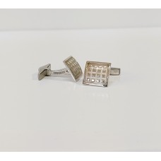 Μανικετόκουμπα Ασημένια Τετράγωνα Γυαλιστερά - Ματ Ανάγλυφα CUF27